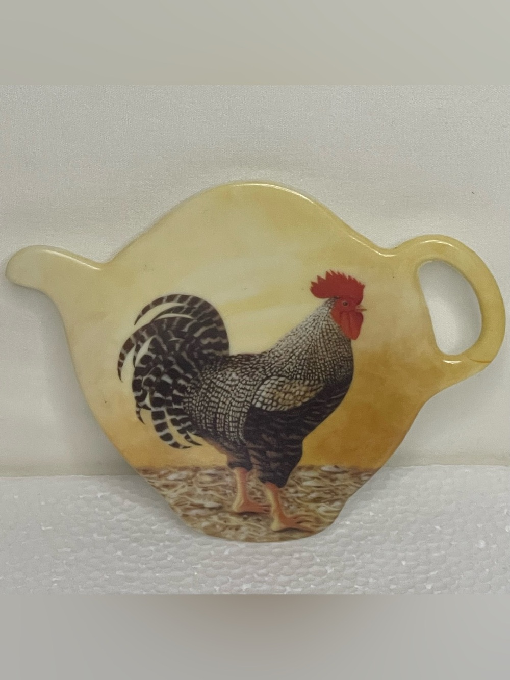 Vintage Melamine Tea Bag Holder Rooster Teapot Made In Italy Farmhouse Chicken